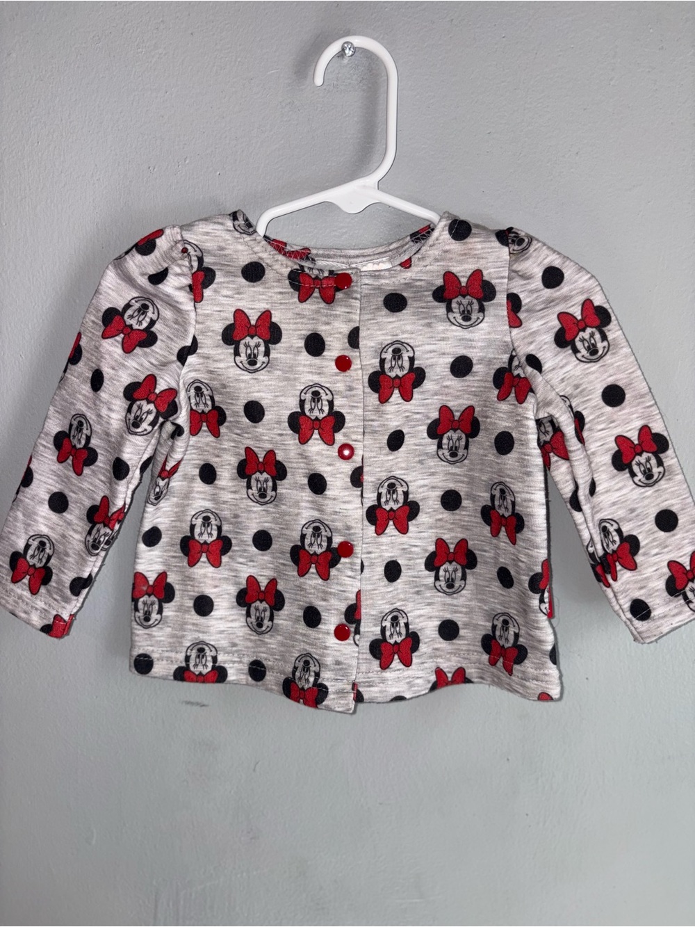 Disney Minnie Mouse Gray Top with Red Bows